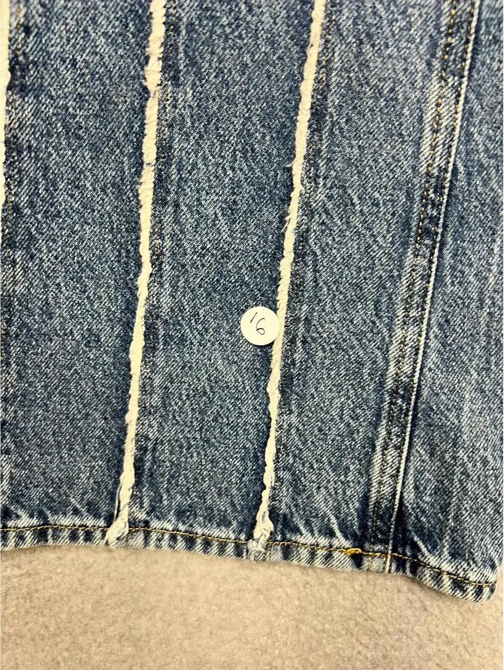 PacSun Frayed Stripe High Waisted Flare Jeans 25 Blue White Boho Retro Y2K Eco